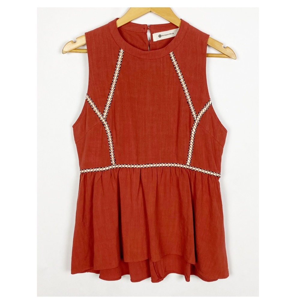 The impeccable Pig Linen Blend Open Back Sleeveless Top Size Large